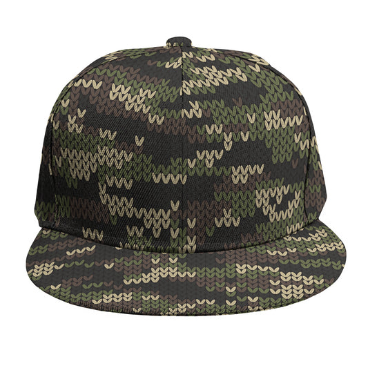Army Camouflage Knitted Pattern Print Snapback Cap