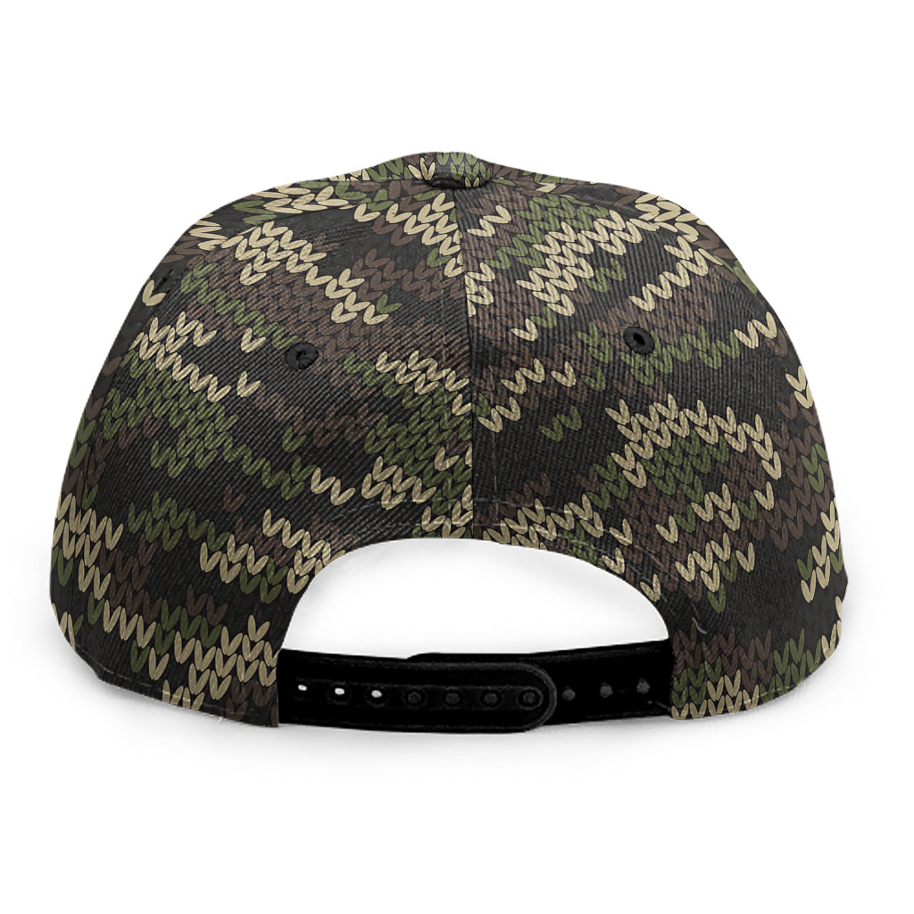 Army Camouflage Knitted Pattern Print Snapback Cap