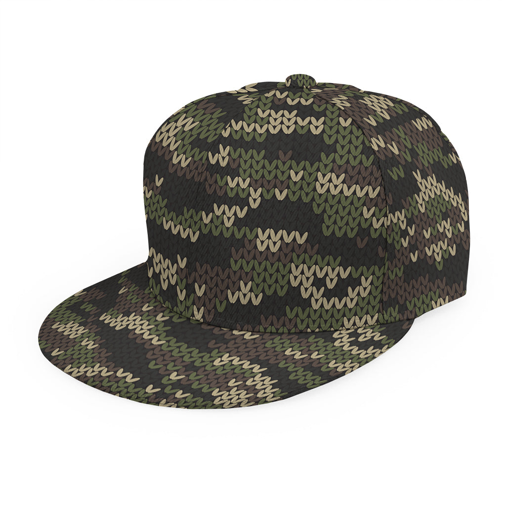 Army Camouflage Knitted Pattern Print Snapback Cap