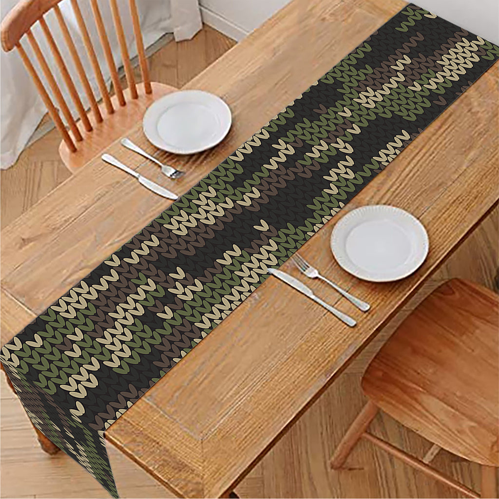 Army Camouflage Knitted Pattern Print Table Runner