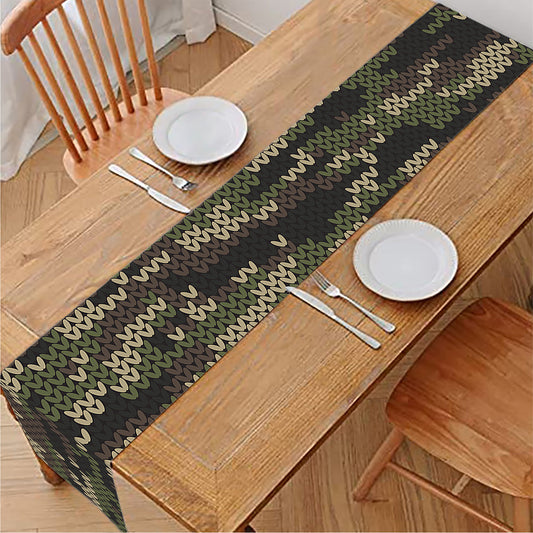 Army Camouflage Knitted Pattern Print Table Runner