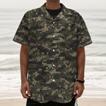 Army Camouflage Knitted Pattern Print Textured Short Sleeve Shirt