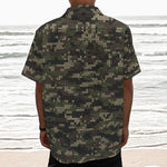 Army Camouflage Knitted Pattern Print Textured Short Sleeve Shirt