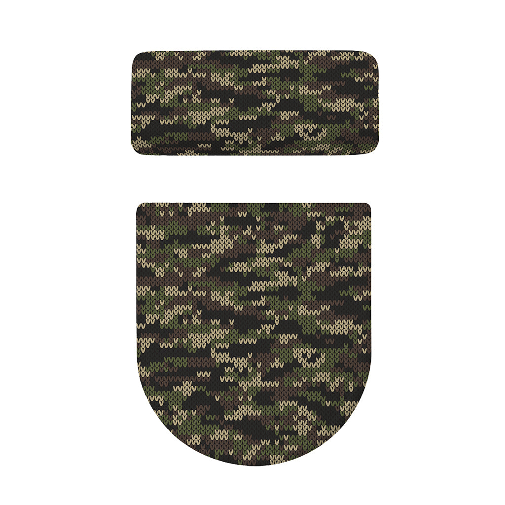 Army Camouflage Knitted Pattern Print Toilet Lid And Tank Cover Set