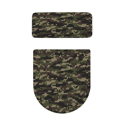 Army Camouflage Knitted Pattern Print Toilet Lid And Tank Cover Set
