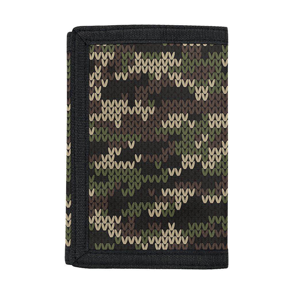 Army Camouflage Knitted Pattern Print Trifold Wallet