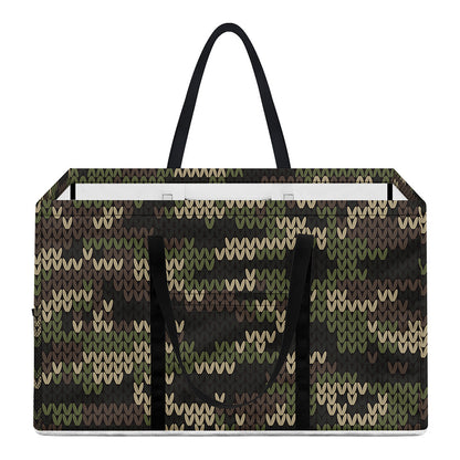Army Camouflage Knitted Pattern Print Utility Tote Bag