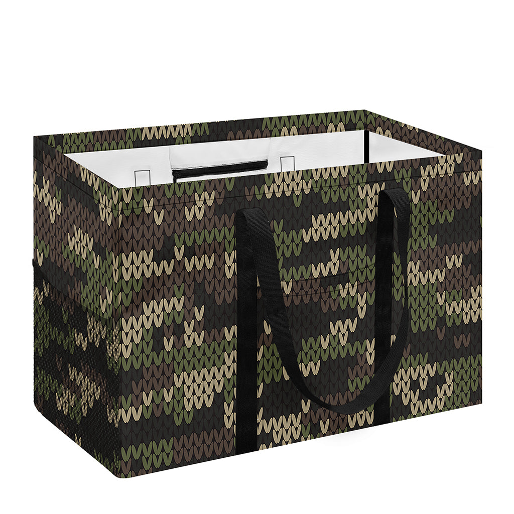 Army Camouflage Knitted Pattern Print Utility Tote Bag