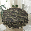 Army Camouflage Knitted Pattern Print Waterproof Round Tablecloth