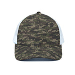 Army Camouflage Knitted Pattern Print White Mesh Trucker Cap