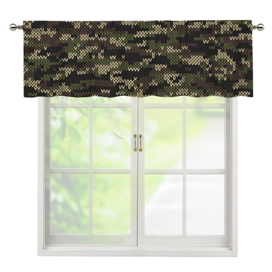 Army Camouflage Knitted Pattern Print Window Valance