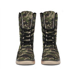 Army Camouflage Knitted Pattern Print Winter Boots