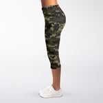 Army Camouflage Knitted Pattern Print Women's Capri Leggings