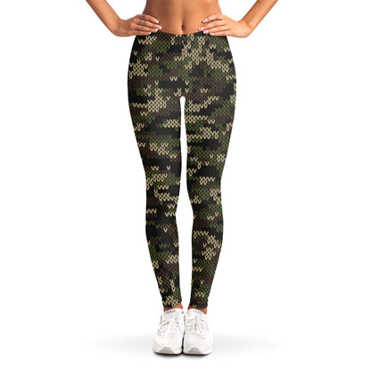 Army Camouflage Knitted Pattern Print Women's Leggings
