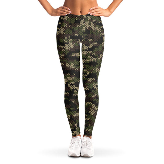 Army Camouflage Knitted Pattern Print Women's Leggings