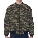 Army Camouflage Knitted Pattern Print Zip Sleeve Bomber Jacket