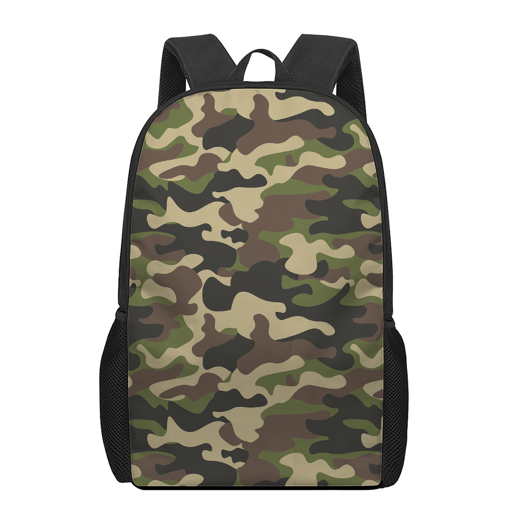 Army Green Camouflage Print 17 Inch Backpack