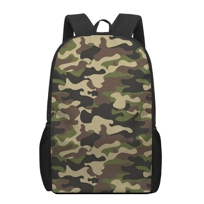 Army Green Camouflage Print 17 Inch Backpack