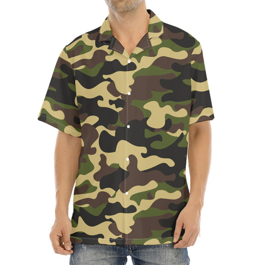 Army Green Camouflage Print Aloha Shirt