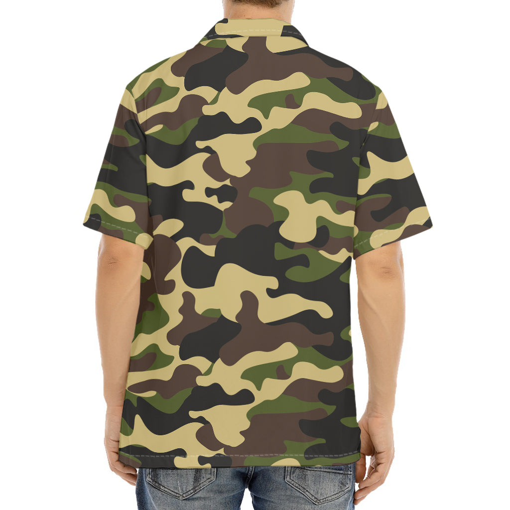 Army Green Camouflage Print Aloha Shirt