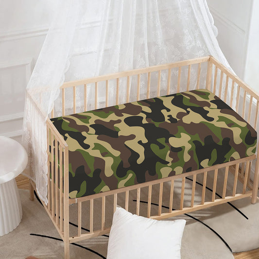 Army Green Camouflage Print Baby Crib Sheet