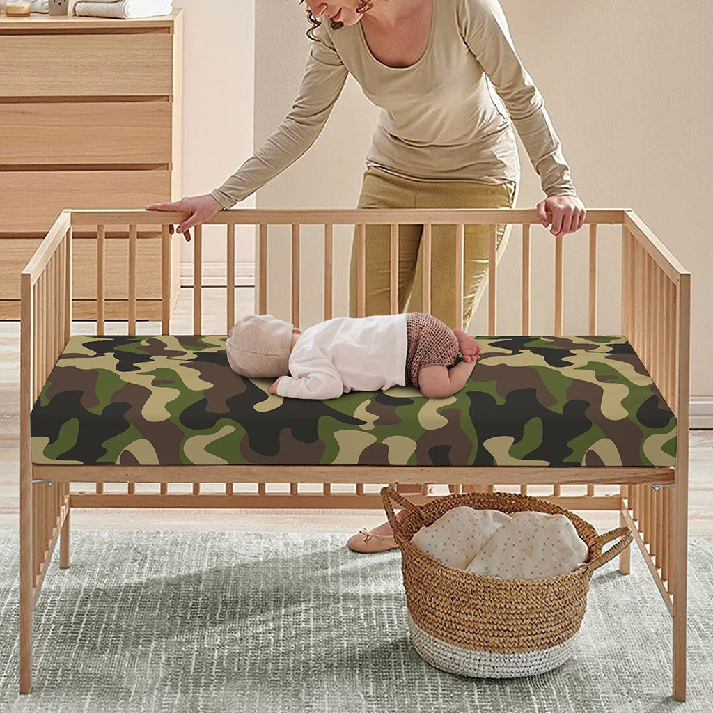 Army Green Camouflage Print Baby Crib Sheet