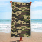 Army Green Camouflage Print Beach Towel