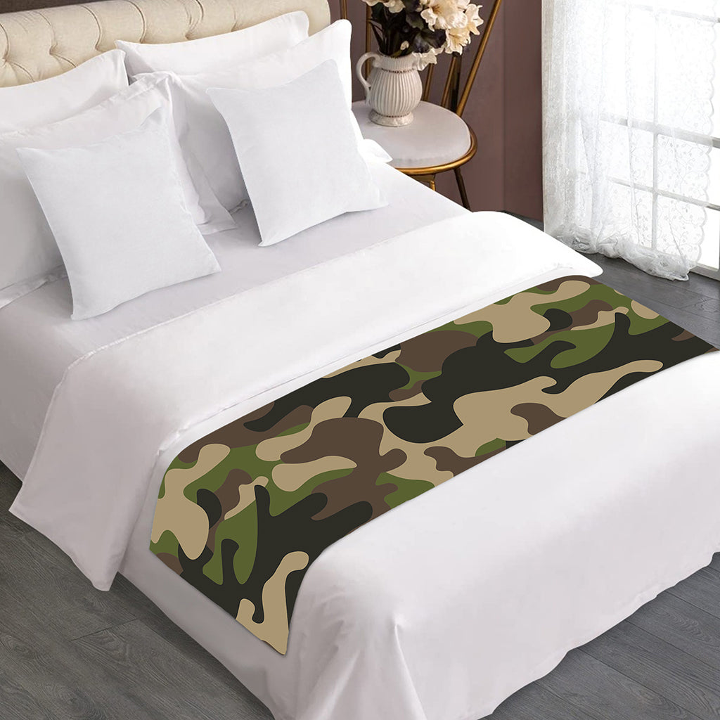 Army Green Camouflage Print Bed Runner