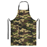 Army Green Camouflage Print Bib Apron With Pocket