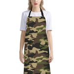 Army Green Camouflage Print Bib Apron With Pocket