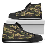 Army Green Camouflage Print Black High Top Sneakers