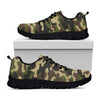 Army Green Camouflage Print Black Running Shoes