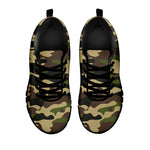 Army Green Camouflage Print Black Running Shoes