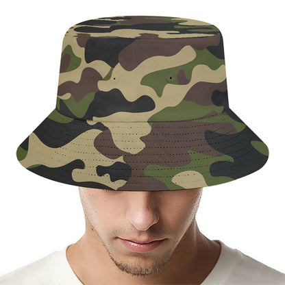 Army Green Camouflage Print Bucket Hat