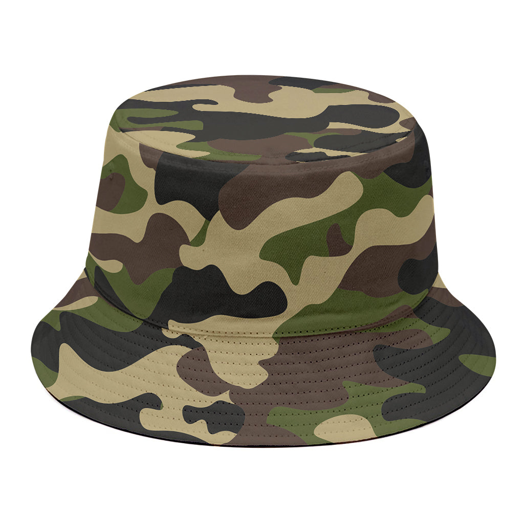 Army Green Camouflage Print Bucket Hat