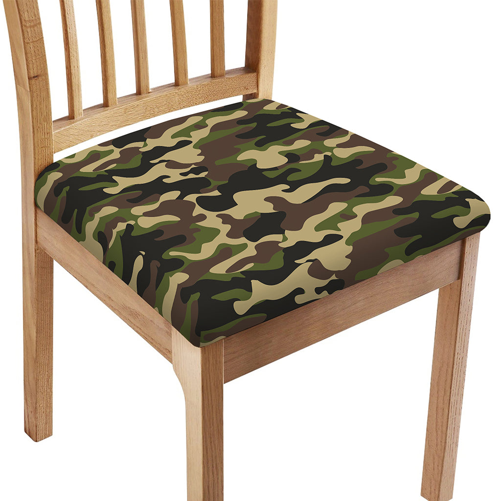 Army Green Camouflage Print Chair Cushion Cover