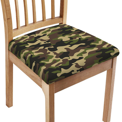 Army Green Camouflage Print Chair Cushion Cover
