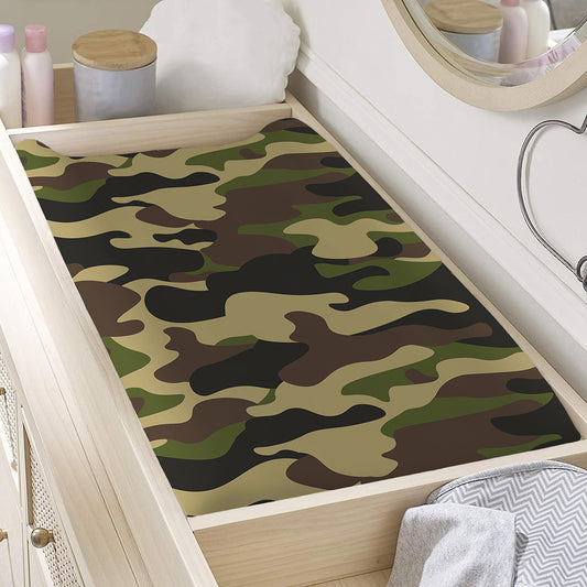 Army Green Camouflage Print Changing Pad Cover