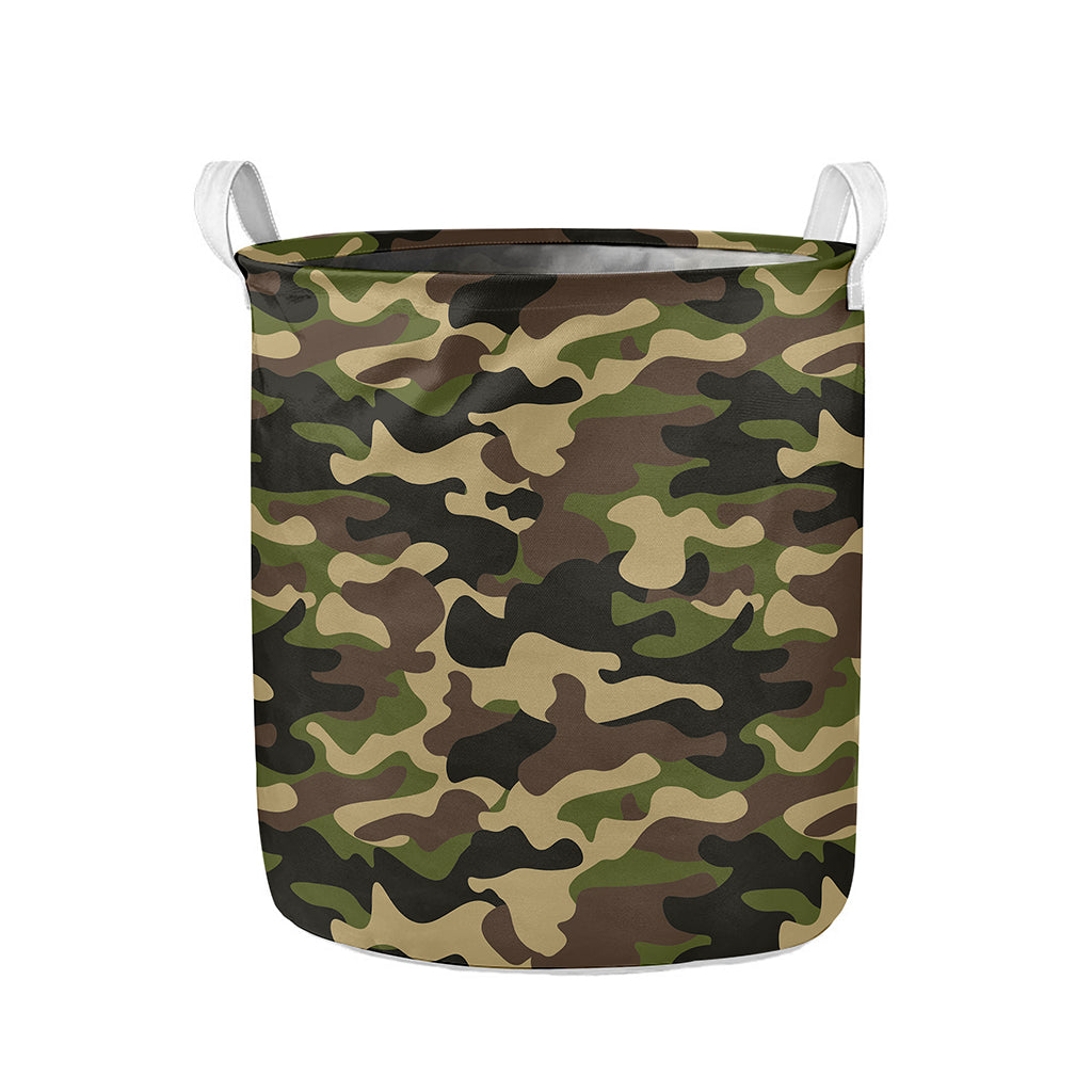 Army Green Camouflage Print Collapsible Laundry Basket