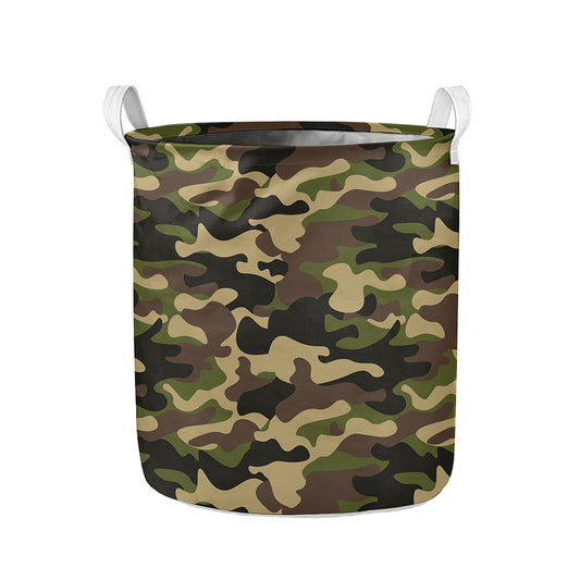 Army Green Camouflage Print Collapsible Laundry Basket