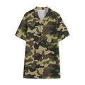 Army Green Camouflage Print Cotton Hawaiian Shirt
