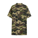 Army Green Camouflage Print Cotton Hawaiian Shirt
