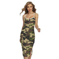 Army Green Camouflage Print Cross Back Cami Dress