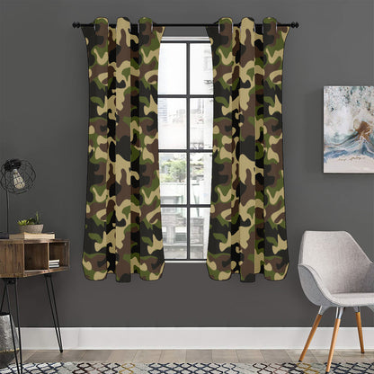 Army Green Camouflage Print Curtain