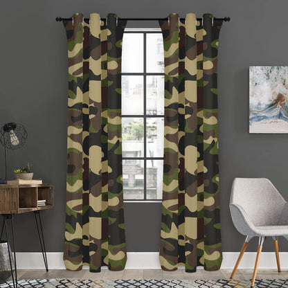 Army Green Camouflage Print Curtain