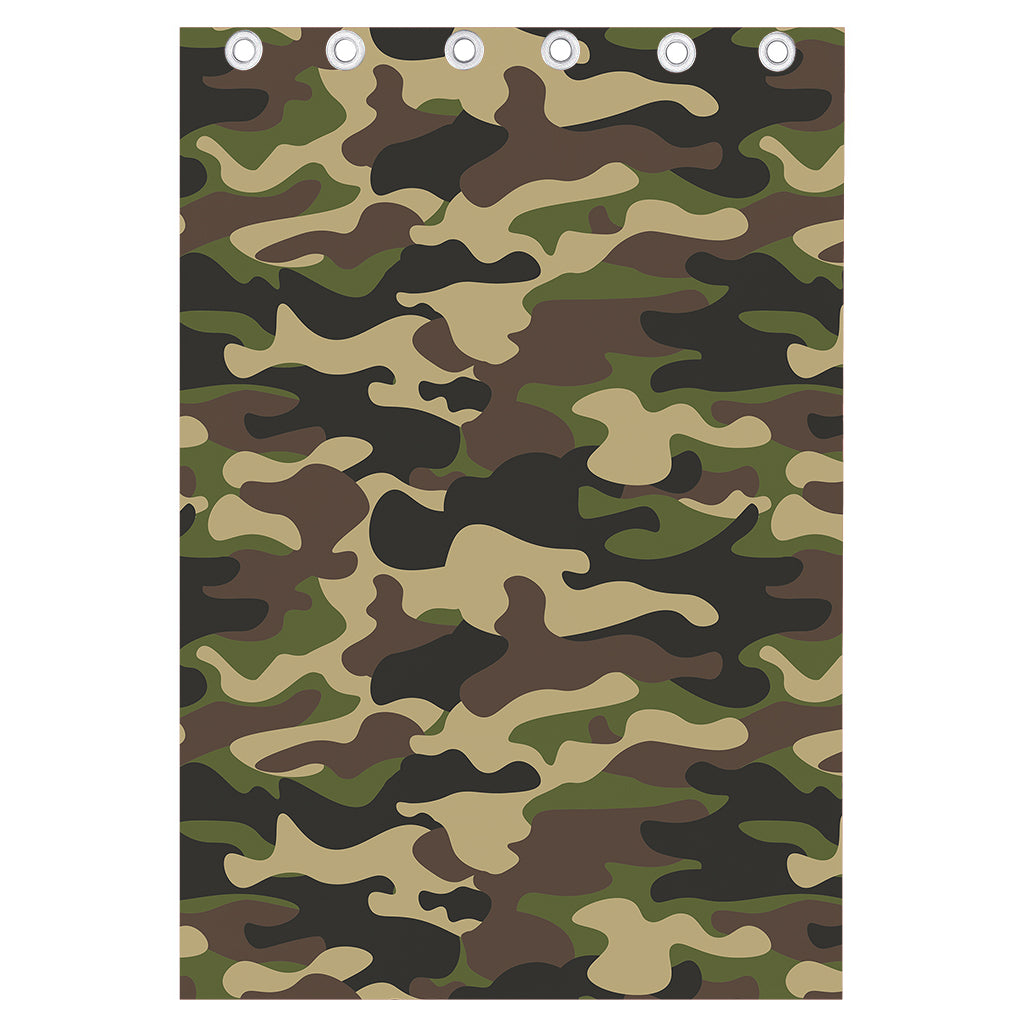Army Green Camouflage Print Curtain