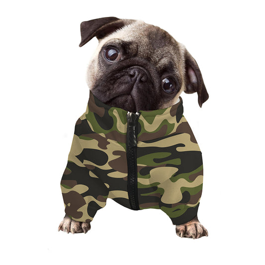 Army Green Camouflage Print Dog Zip Up Jacket