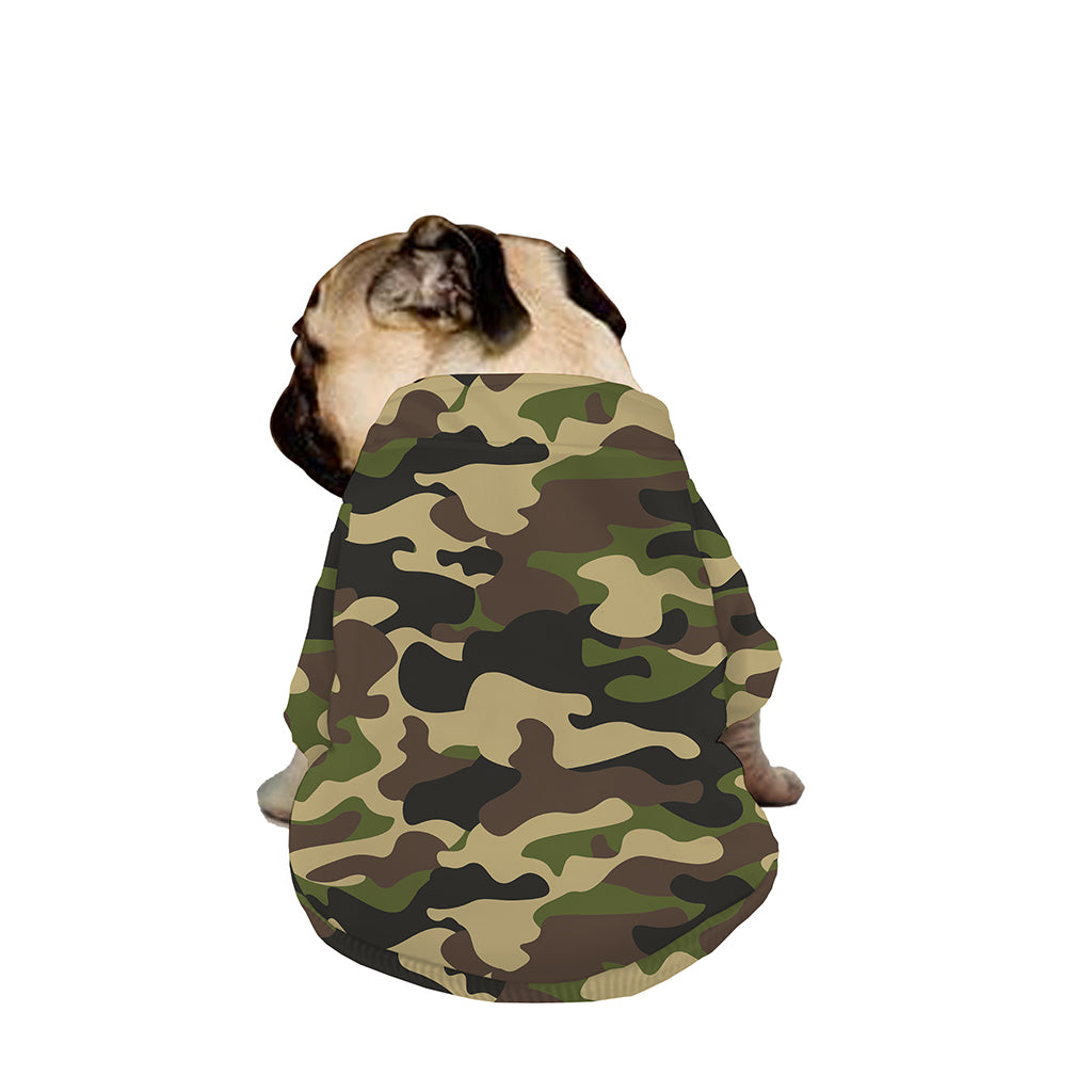 Army Green Camouflage Print Dog Zip Up Jacket