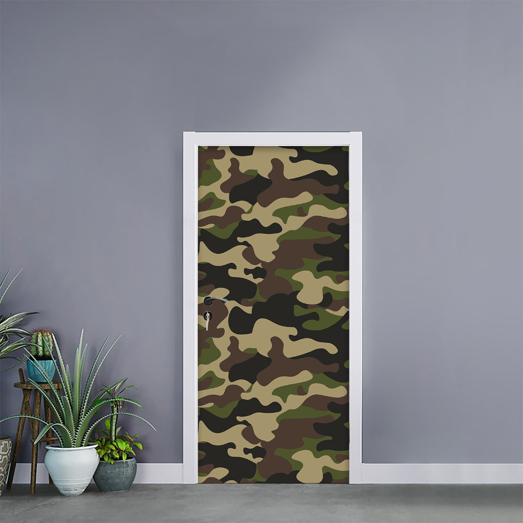 Army Green Camouflage Print Door Sticker