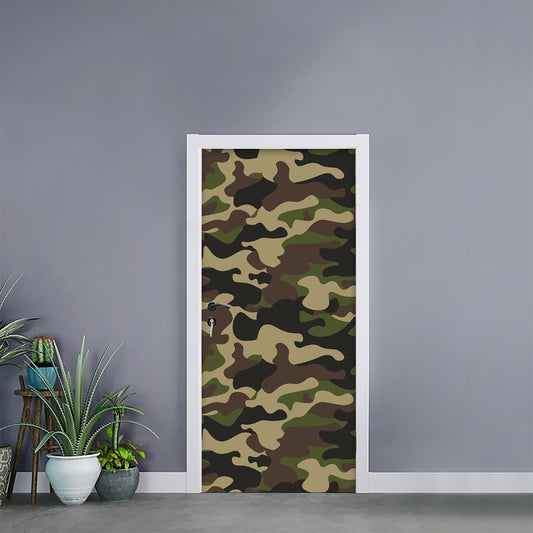 Army Green Camouflage Print Door Sticker